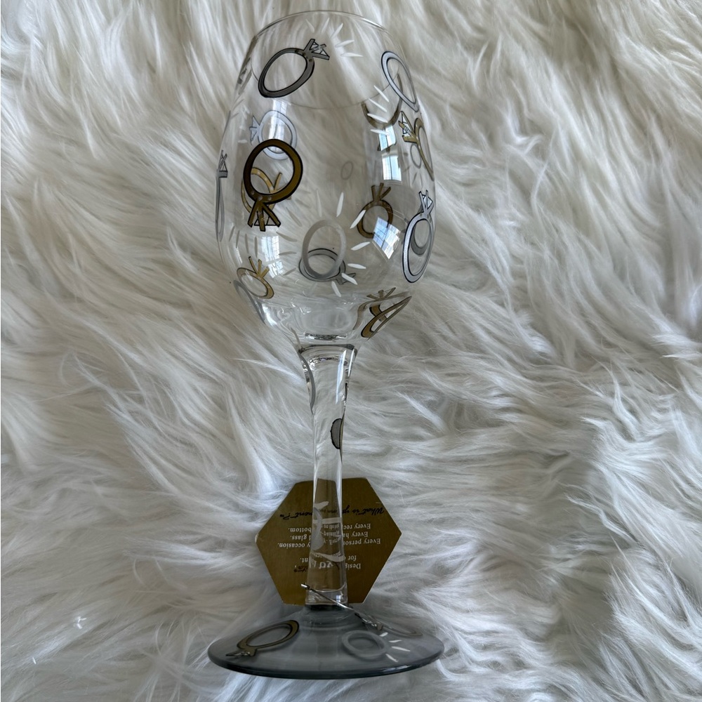 Lolita | Engagement 15 Oz. Wine Glass with Stem “Wedding Toast” in Packaging